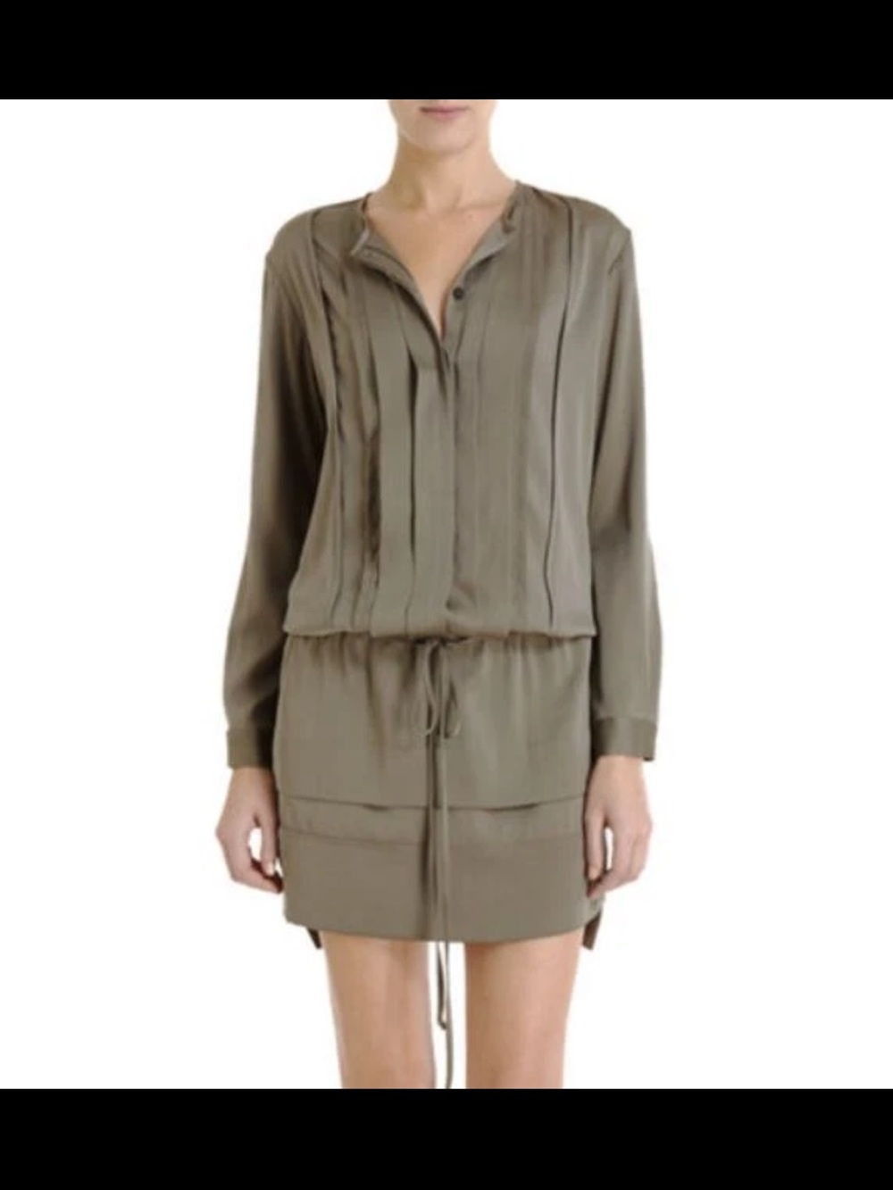 Diane Von Furstenberg Olive Drawstring Mini Dress